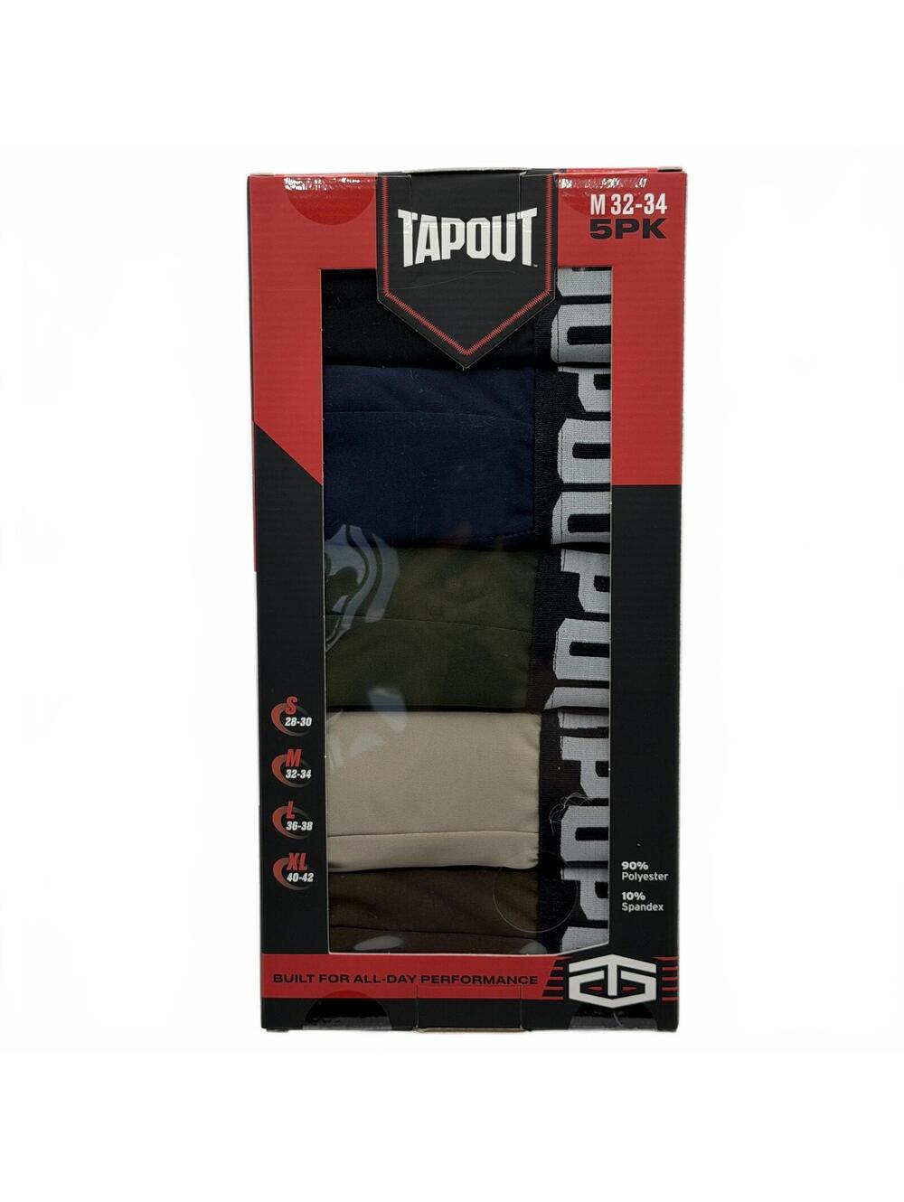 Tapout Men Core Boxer Briefs 5 Pack Size M Athletic Performance Stretch